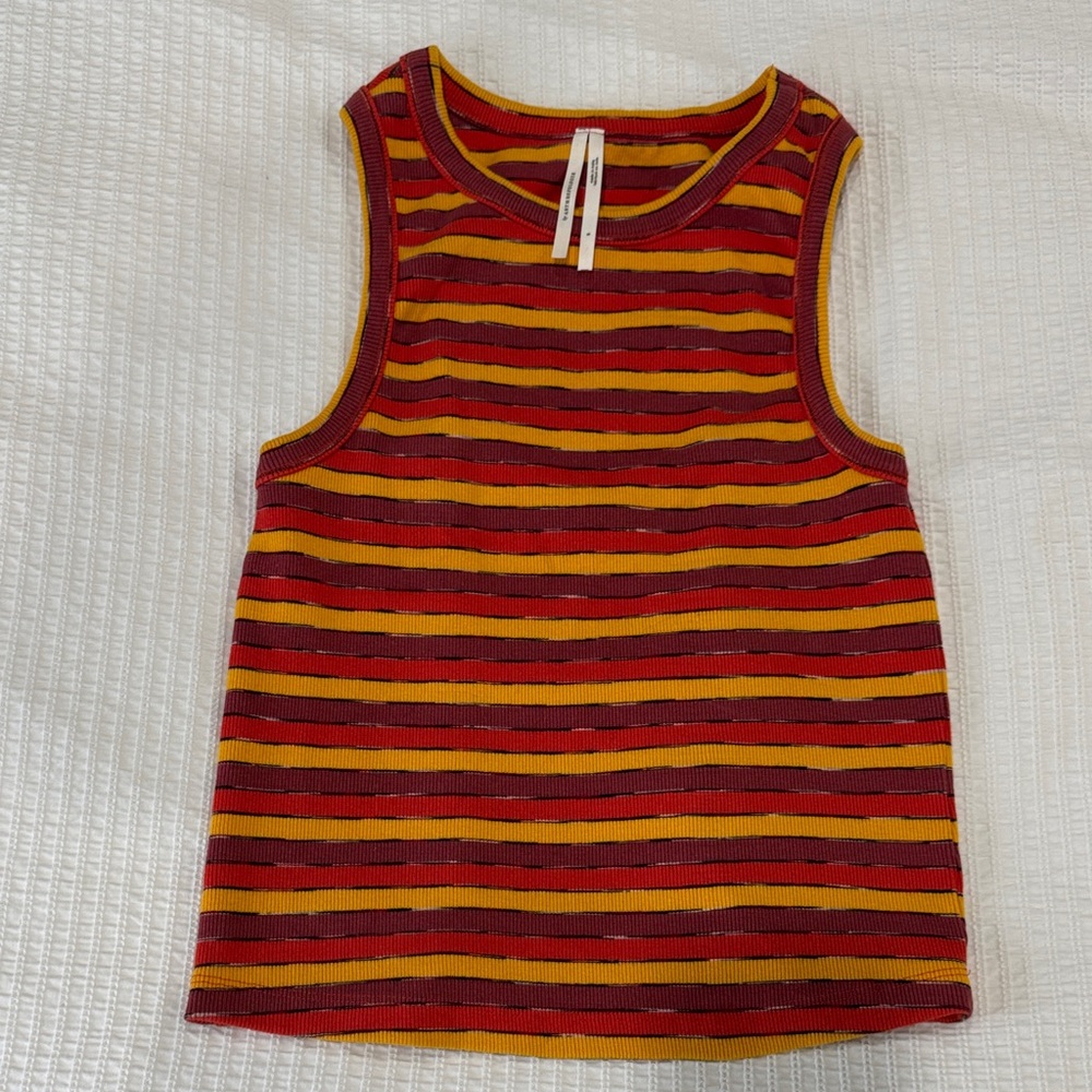 Anthropologie Red and Yellow Striped Racerback Tank Top